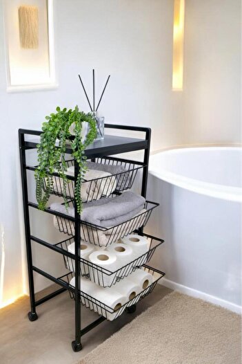 Digithome Metal 4 Katlı Çekmeceli Banyo Düzenleyici Organizer Havluluk 9040 1-1-369