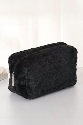 BAHELS Plush Black Medium Size Makeup Bag