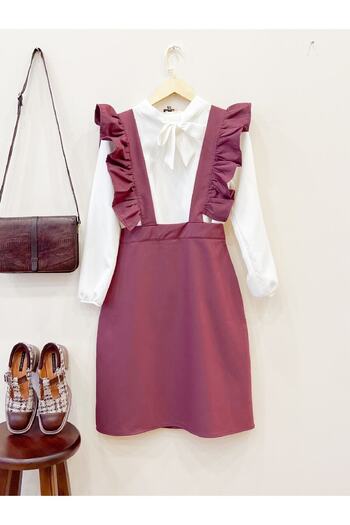 KÜÇÜĞÜM BUTİK Dried Rose Crepe Salopette Skirt