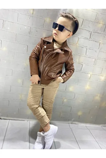 gül garden Children's Sweet Leather Jacket and Jeans