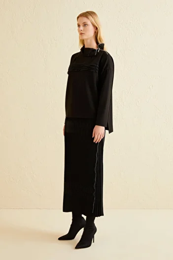 MissWhence Zipper Detailed Pleated Long Skirt