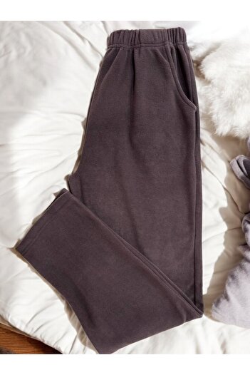 Hirazenmoda Unisexs rahat kalıp düz polar pijama eşofman altı