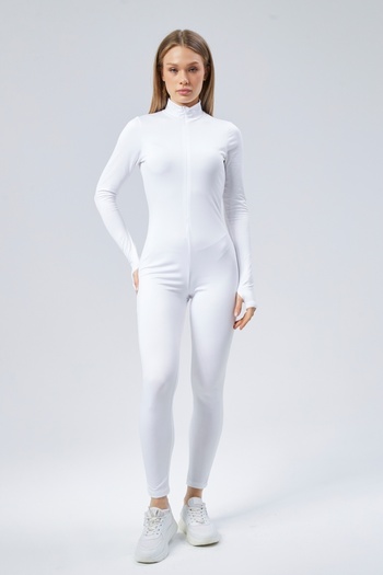 Maison La Femme White Body-Sitting Tights Jumpsuit