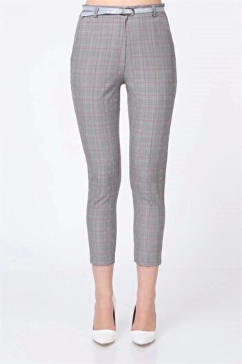 Modaca Plaid Patterned Women's Fabric Trousers