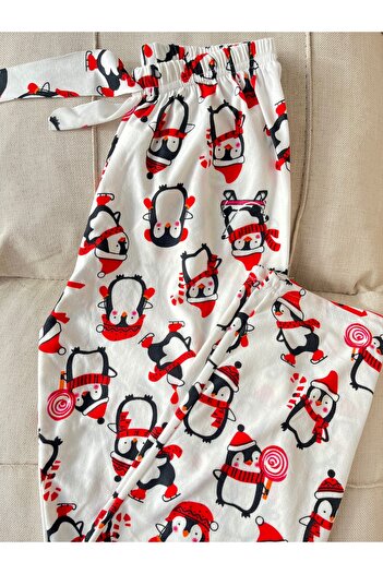 WALJA Kadın Yılbaşı Desenli Süet Pijama Altı