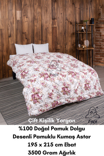 Foçatex 100% Natural Cotton Double Quilt 195 X 215 Size 3500 Grams