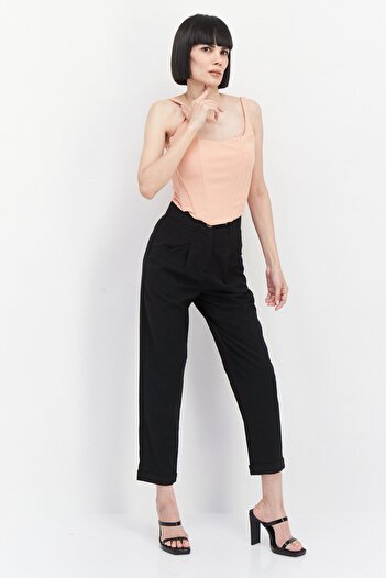 Guess Women Square Neck Sleeveless Ribbed Corset Top, Peach