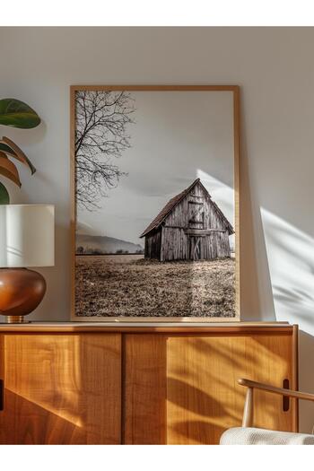 Postifull Rustic Unframed Poster, Scandinavian White Painting, No:347 Barn Photo, Vertical