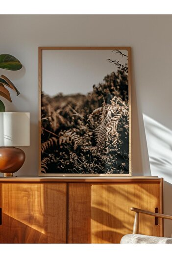 Postifull Rustic Frameless Poster, Scandinavian Brown Table, No:466 Fern Photo
