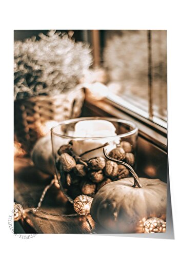Postifull Rustic Çerçevesiz Poster, Iskandinav Turuncu Tablo, No:477 Balkabakları Fotoğraf