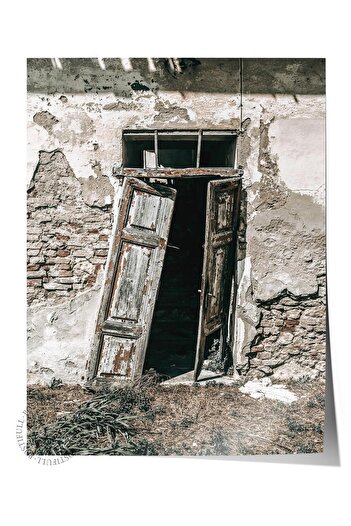 Postifull Rustic Unframed Poster, Scandinavian Brown Painting, No:177 Old Door Photo, Vertical