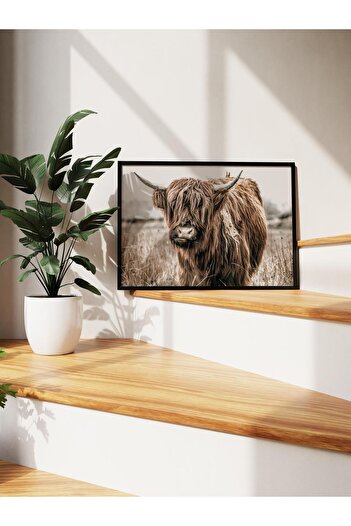 Postifull Rustic Unframed Poster, Scandinavian Brown Painting, No:491 Cattle Photo