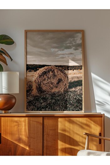 Postifull Rustic Unframed Poster, Scandinavian Brown Painting, No:231 Hay Bales Photo, Vertical