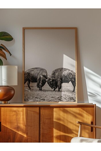 Postifull Rustic Unframed Poster, Scandinavian Brown Painting, No:273 Pigs Photo, Vertical