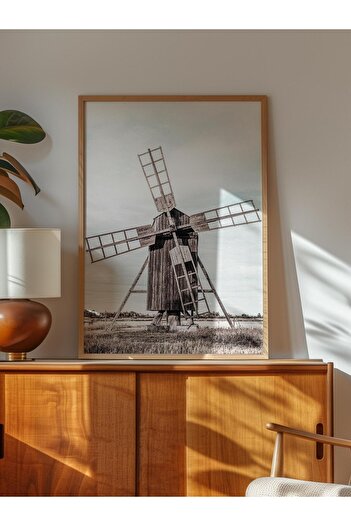 Postifull Rustic Unframed Poster, Nordic White Painting, No:255 White Mill Photo, Vertical