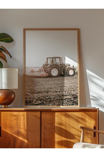 Postifull Rustic Unframed Poster, Scandinavian Brown Painting, No:201 Tractor Photo, Vertical