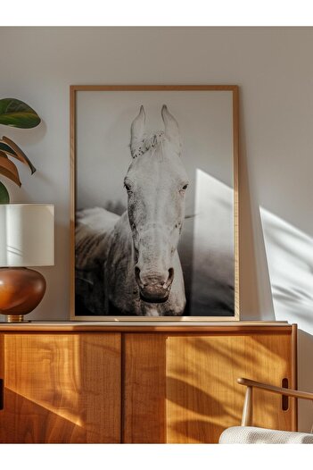 Postifull Rustic Unframed Poster, Nordic White Painting, No:299 Horse Photo, Vertical