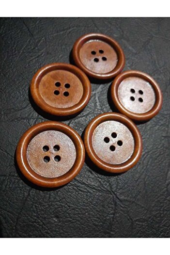 İMREN AKSESUAR Natural Wood Wooden Button Coat and Cardigan - 3 Cm, 1 Pack of 5 Pieces