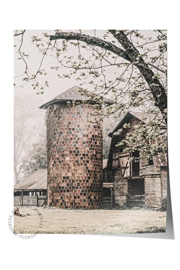 Postifull Rustic Unframed Poster, Scandinavian Brown Painting, No:369 Silo Photo, Vertical