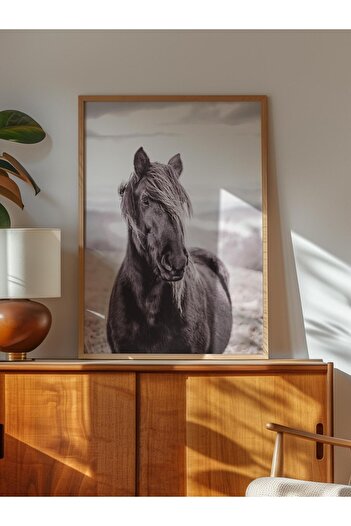 Postifull Rustic Unframed Poster, Scandinavian Brown Painting, No:365 Horse Photo, Vertical