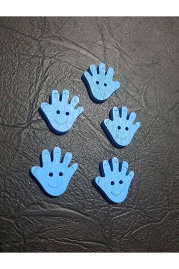 İMREN AKSESUAR 1.5 cm Hand Figured Blue Wooden Button - Pack of 8 Two Holes