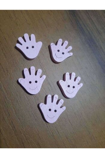 İMREN AKSESUAR 1.5 cm Hand Figured Pink Wooden Button - Two Holes, 1 Pack of 8 Pieces