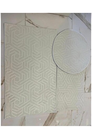 AKSU DİNARSU armoni lux embos banyo halısı yıkanabilir  modern banyo paspası 100X60 40X60 60X60 YUVARLAK