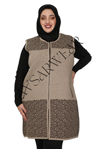 AVSARWEAR Plus Size Leopard Print Piece Vest - Pocket, Avsarwear