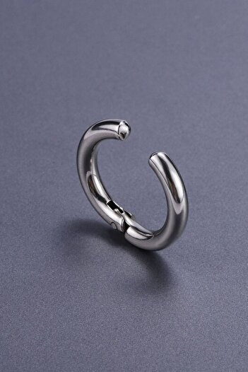 Smooth Carts 316l Surgical Steel Unisex Silver Color Compressed Steel Round Hoop Earrings For Ears Without Hole