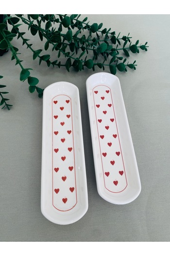 VENÜS HOME DECORATION Love Red Heart 2-Piece Oval Olive Net