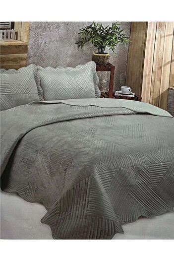 Kristal Microplush Double Bedspread - Stone (260x240)