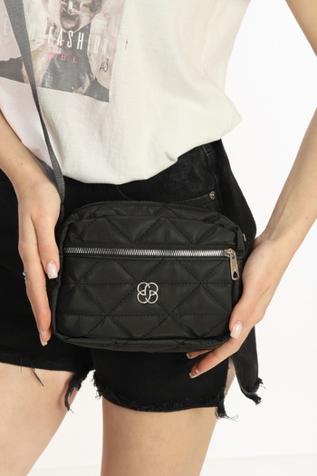 Tonny Black Women's Quilted Crossbody Adjustable Strap Zippered Waterproof Small Size Hand and Shoulder Bag