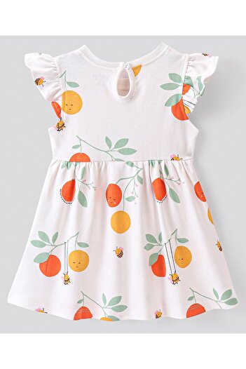 Bonfino Bonfino 100% Cotton Knit Sleeveless Dress Orange Print - Ivory