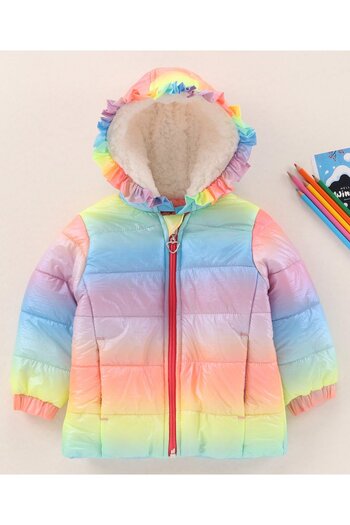 Babyhug Babyhug Full Sleeves Woven Printed Hooded Padded Jacket - Multicolor