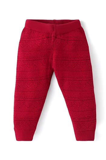Babyhug Babyhug Full Length Striped Fleece & Woolen Pant Solid - Red