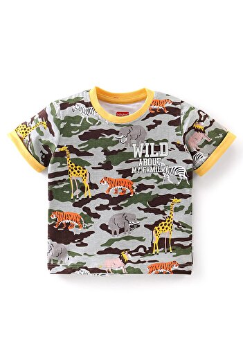 Babyhug Babyhug Cotton Knit Half Sleeves T-Shirt & Shorts Set Camo Print - Multicolour