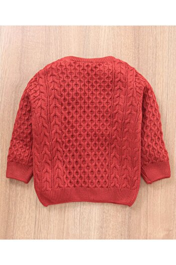 Babyhug Babyhug Full Sleeves Cable Knit Sweater Solid - Red