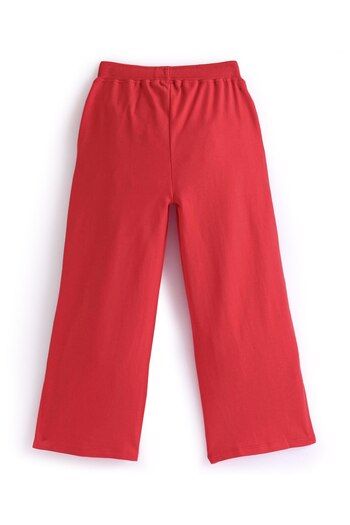 Honeyhap Honeyhap Premium Cotton Looper Printed Full Length Lounge Pants with Bio Finish - Flame Scarlet