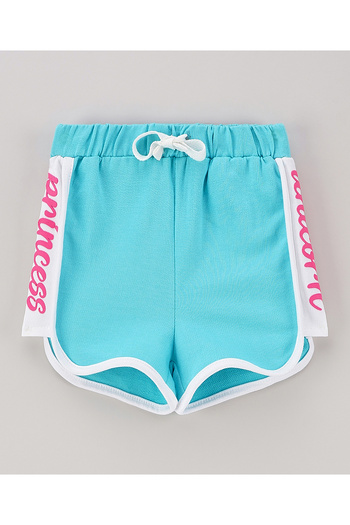 Babyhug Babyhug Knit Shorts Placement Print- Blue