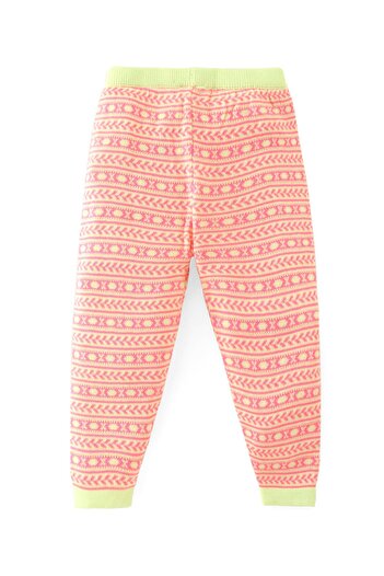 Babyhug Babyhug Knit Full Length Fleece Bottom with Stripes - Multicolour