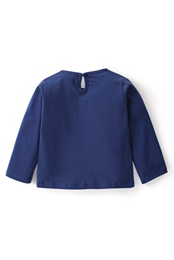 Babyhug Babyhug 100% Cotton Knit Full Sleeves T-Shirt With Text Graphics - Navy Blue