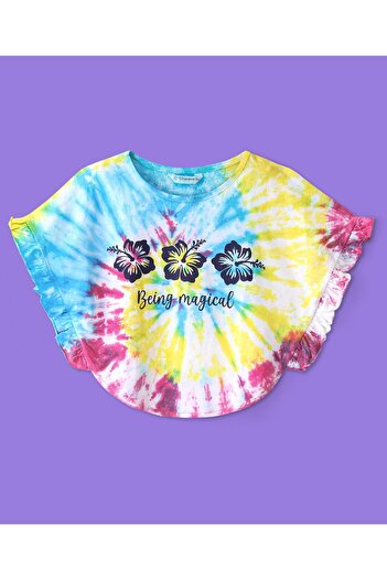 Ollington St. Ollington St. 100% Cotton Half Sleeves Tie & Die Top & Shorts Set Floral Print - Multicolour