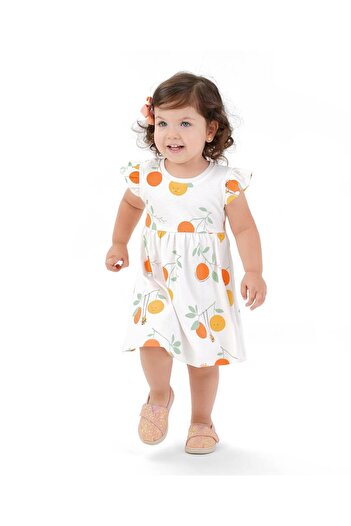 Bonfino Bonfino 100% Cotton Knit Sleeveless Dress Orange Print - Ivory