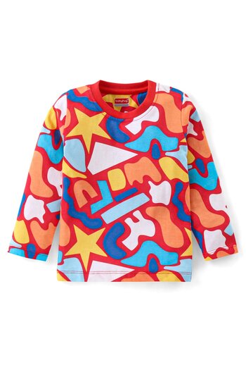 Babyhug Babyhug Night Suit With Abstract Print - Red