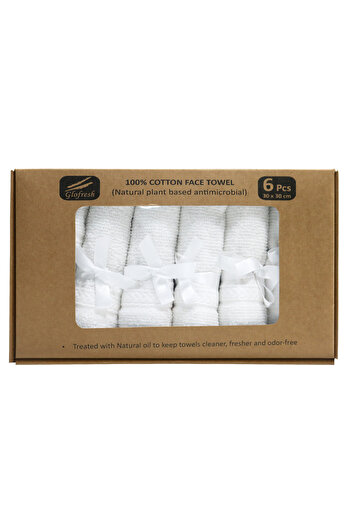 Hotel Linen Klub 6-Piece Glofresh Antimicrobial Face Towel, Luxury Touch and Enhanced Hygiene for Daily Use