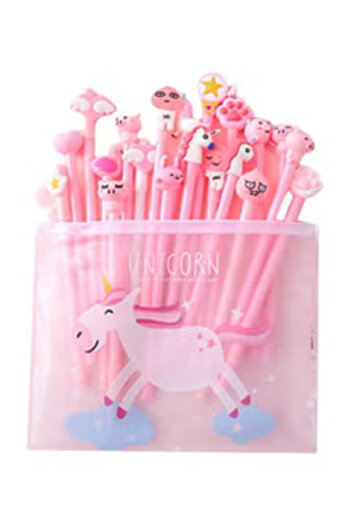 Generic 21-Piece Unicorn Patterns Pen With File Bag Set