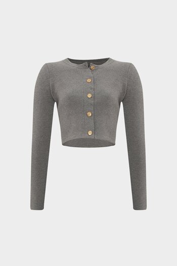 Açelya Okcu Premium Slim Fit Short Cardigan Bell Skirt Bottom Top Women's Knitwear Set