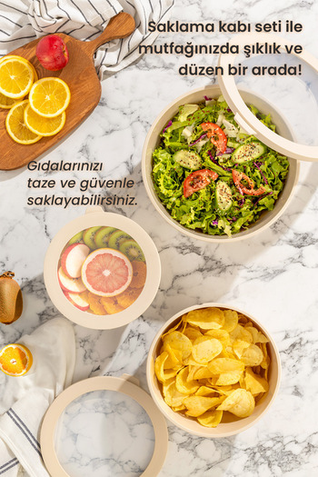 MYBOX 3'lü Set Ayza Buzdolabı Düzenleyici Badya Mikrodalga Ve Difriz Çok Amaçlı Saklama Kabı 1,5-2,5-4,5L