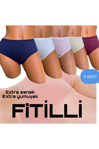 Afrodizyac Set de 5 camisole din bumbac cu nervuri cu talie inalta (extra moale)