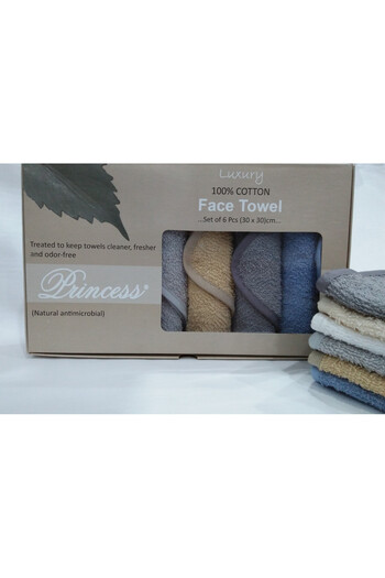 Hotel Linen Klub 6-Piece Princess Antimicrobial Face Towel, Luxury Touch and Enhanced Hygiene for Daily Use